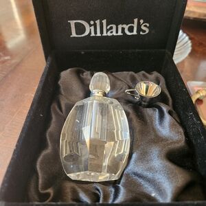 Dillard's Crystal Perfume Bottle with Silver Accents
